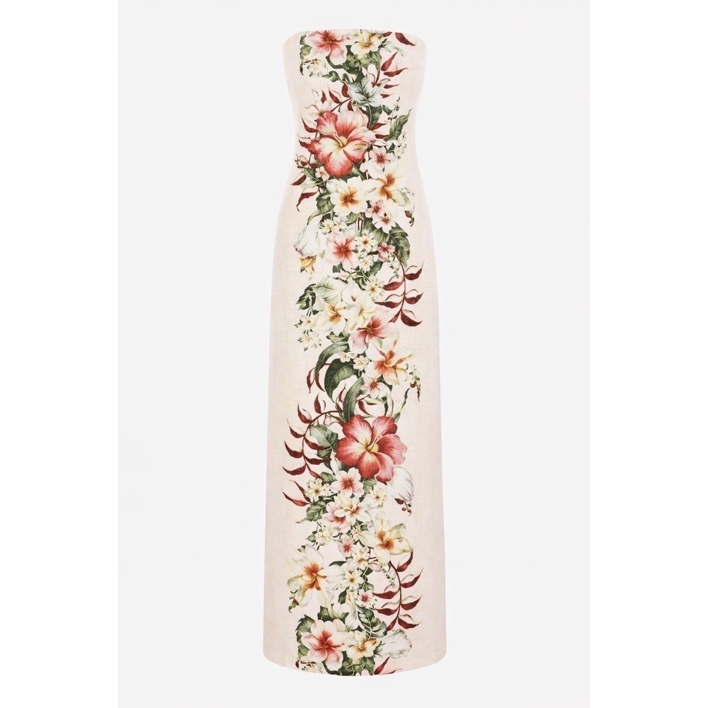 ✨EURO SUMMER ICON✨ Zimmermann Lexi Ivory Palm Linen Column Dress NWT SZ 1 US 6 - Picture 4 of 9